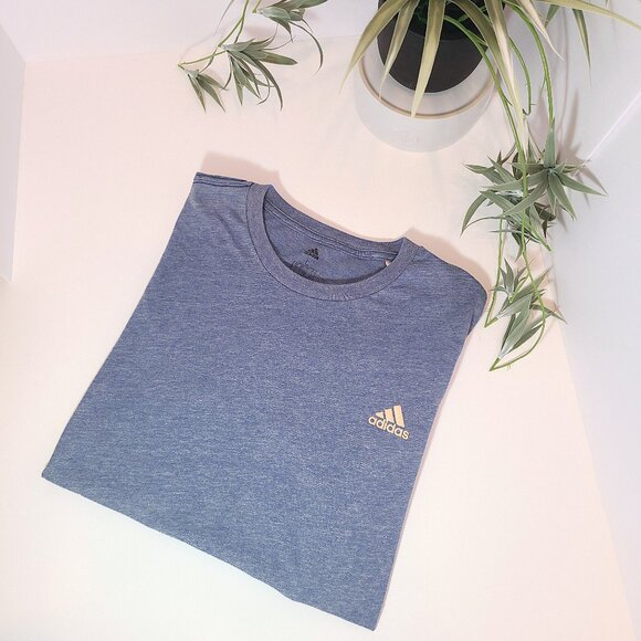 Adidas Large Men’s Performance Blue Heather Tee Shirt - Picture 3 of 10